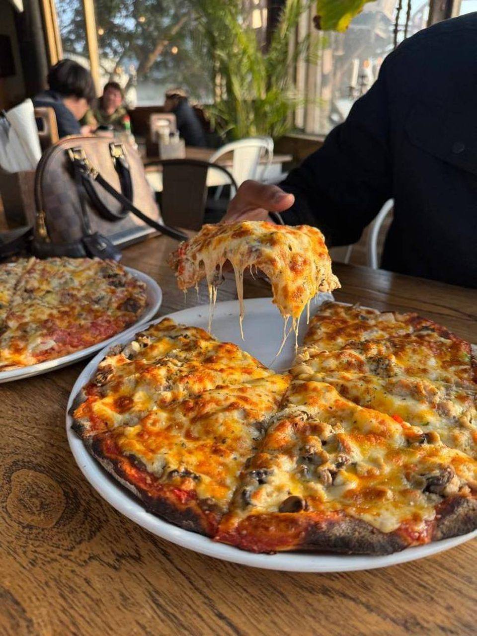 Pizza shared at the table
