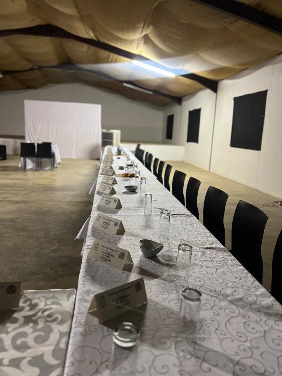 Conference tables set for delegates
